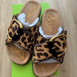 New Darla Buckle Slide Sandal tan/leopard